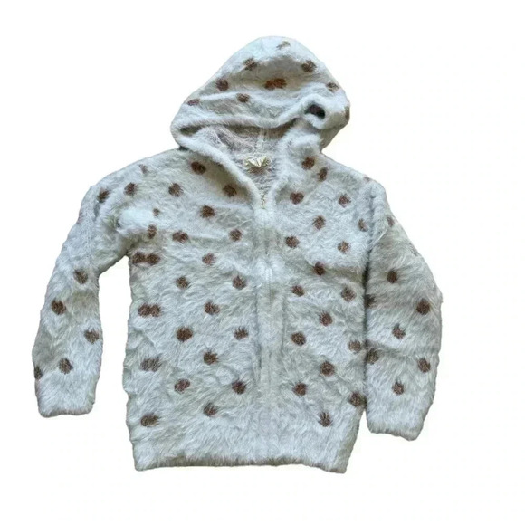 Emma & Elsa Long Sleeves Cozy Viscose Blend Gray Gold Polka Dots SZ 10/12 # 2065 - Picture 1 of 9